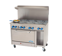 Comstock-Castle F3430 48-Inch Commercial Gas Range with 8 Open Burners, 31.5-Inch Oven, and Open Cabinet Base