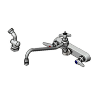T&S Brass B-1157-12 8-Inch Wall Mount Workboard Mixing Faucet with 12-Inch Swing Nozzle, Diverter, 72-Inch Hose, and Spray Valve