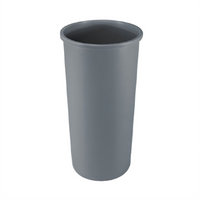 Rubbermaid Commercial Untouchable Round Bathroom Trash Can, 22 Gallon, Gray, No Lid