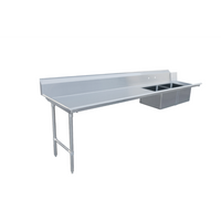 Omcan USA Straight 16/304 Stainless Steel Soiled Dishtable with Two Pre-Rinse Sinks, 120 x 30 x 44 Inches, Left-to-Right Operation