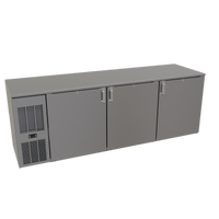 Glastender C1FL84 84-Inch Front-Serviced Low-Profile Three-Section Solid Door Back Bar Cooler