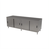 BK Resources 84-Inch Enclosed Chef Table with Sliding Doors, 304 Stainless Steel Top
