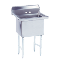Advance Tabco FS-1-1620 1-Compartment Fabricated Stainless Steel Sink with Legs and Tile Edge Splash