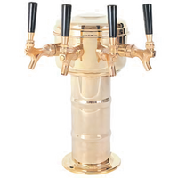 Mini-Mushroom Countertop Air-Cooled 4-Faucet Draft Beer Tower, Polished Brass