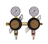 Glastender Low-Pressure Wall-Mount CO2 or Nitrogen Regulator Kit for 2 Products