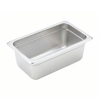 Winco Quarter-Size 22 Gauge Solid Anti-Jamming Steam Table Pan, 4 Inch Deep, 18/8 Stainless Steel