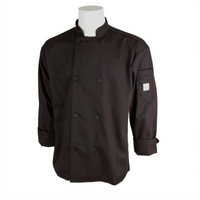 Mercer Culinary Millennia Unisex Long Sleeve Chef Jacket with Traditional Buttons, Black, X-Small