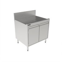 Top Shelf Stainless Steel Full-Depth Underbar Storage Cabinet with Drainboard Top, 30