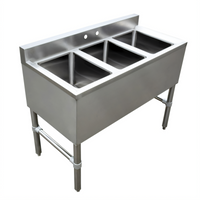 Omcan Triple-Compartment Under Bar Sink with No Drain Boards
