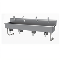 Advance Tabco 4-Station Wall Mounted Knee Operated Multiwash Hand Sink with Gooseneck Spouts, 80 Inch, 304 Stainless Steel