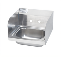 Wall-Mounted Stainless Steel Hand Sink with 14 x 10 x 6 Inch Bowl, 8-Inch Backsplash, and Side Splashes