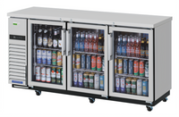Turbo Air Super Deluxe Three-Section Narrow Back Bar Cooler with 3 Glass Doors