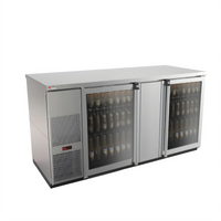 Pro-Line E-Series Two-Section Self-Contained Refrigerated Back Bar Cabinet, 28 Cu. Ft., 69-1/2-Inch Wide, Glass Doors, Stainless Steel