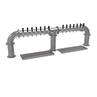 Glastender Pipe Bridge Countertop Air-Cooled Draft Dispensing Tower with 14 Stainless Steel Faucets