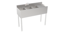 Krowne Silver Series Three-Compartment Stainless Steel Bar Sink with Integrated Drainboard and Wall-Mount Faucet