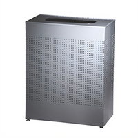 Silhouette Large Rectangular Indoor Trash Receptacle, 22.5 Gallon, Open Top, Silver Metallic