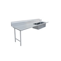 Omcan 96-Inch Straight Soiled Dishtable with Dual Pre-Rinse Sinks, Left-to-Right Operation