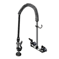 T&S Brass EasyInstall 8-Inch Wall-Mount Pre-Rinse Unit with 44-Inch Hose, Swivel, and 1.15 GPM Spray Valve