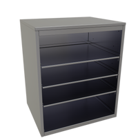 30-Inch Open Front Stationary Back Bar Glass Storage Cabinet with 3 Adjustable Stainless Steel Shelves