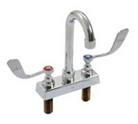 Eagle Group Standard Deck-Mounted Manual Faucet with 4-Inch Centers, Rigid Gooseneck Spout, and Wrist Handles