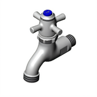 T&S Brass Wall-Mounted Self-Closing Single Sink Faucet with 4-Arm Handle