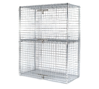 Stationary Wire Security Cage with 2 Shelves, 36 x 24 x 63 Inch, Chrome Finish