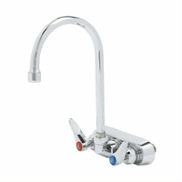 T&S Brass Wall-Mount Workboard Faucet, 4-Inch Centers, 5-3/4-Inch Swivel Gooseneck, 1.5 GPM