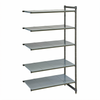 Cambro Camshelving Basics Plus 5-Tier Solid Add-On Polymer Shelving Unit, 24 x 54 x 84 Inches, Brushed Graphite