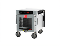 Metro HotBlox Narrow 4-Pan Pass-Thru Undercounter Heated Holding Cabinet with Digital Touchscreen, Clear Front and Solid Rear Doors