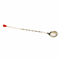 American Metalcraft 10-Inch Twisted Bar Spoon with Red Knob, Stainless Steel