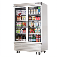 Everest Refrigeration EBGNR2 Two-Section Bottom Mount Upright Reach-In Glass Door Refrigerator, 33 Cu. Ft., Stainless Steel
