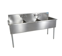 BK Resources Budget 3-Compartment Stainless Steel Sink with 24 x 24 x 12 Inch Bowls, 8 Inch Backsplash, and Legs