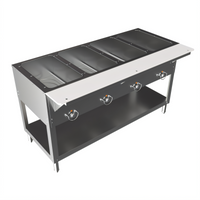 BK Resources ST-4 Electric 4-Pan Open Well Steam Table with Cutting Board and Undershelf