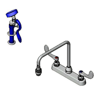 T&S Brass B-2346 8-Inch Center Deck Mount Pre-Rinse Workboard Faucet with Spray Valve and Vacuum Breaker Gooseneck