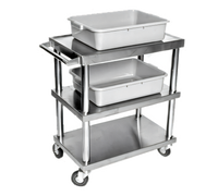 Klinger's Trading Open Utility Bus Cart, 3 Bus Tray Capacity, 430 Stainless Steel