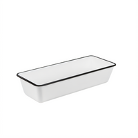 American Metalcraft Endurance Rectangular Melamine Bowl, 106 oz., White with Black Rim
