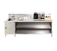 Advance Tabco 84-Inch Stainless Steel Beverage Table with Left Sink, Urn Trough, Backsplash, and Enclosed Base