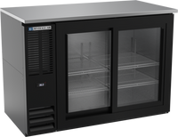 Beverage-Air 48-Inch Two-Section Food-Rated Back Bar Refrigerator with Sliding Glass Doors, Black