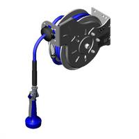 T&S Brass Open Stainless Steel Retractable Hose Reel with 3/8 Inch x 15 Foot Hose and 1.07 GPM JeTSpray Valve