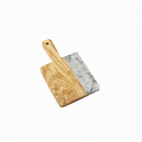 American Metalcraft Olive Wood and Gray Marble Square Serving Peel with Handle, 9-Inch Overall Length