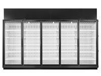 True 5-Section Medium Temperature Glass Door Merchandiser, Self-Contained, Black Exterior/White Interior, 208-240V