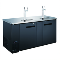 Black Diamond 69-Inch Draft Beer Dispenser with 2 Double Tap Towers, 2 Hinged Doors and Stainless Steel Top