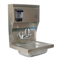 BK Resources Wall-Mount Hand Sink with Towel Dispenser and Faucet, 14
