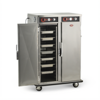 FWE Mobile Split-Cavity Heated Holding Cabinet, Double Compartment, 32 Full-Size Pan Capacity