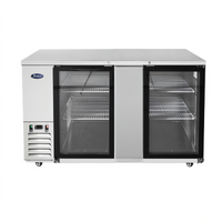 Atosa Two-Section Back Bar Cooler with 2 Locking Glass Doors, 68-Inch Wide, 21.5 Cu. Ft.