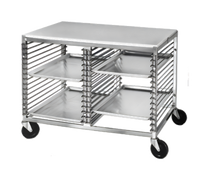 42 Inch x 25 Inch Double Section Aluminum Bun Pan Rack Work Table with Poly Top