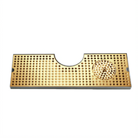 Metropolis T Surface Mount Drip Tray Trough with Integral Glass Rinser and PVD Brass Screen, 24 x 8-1/2 Inch