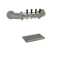 Glastender Pipe Wall Draft Dispensing Tower, Wall Mount, 4 Faucets, Air Cooled, Mirror Finish