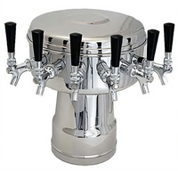Glastender 6-Faucet Mushroom Draft Dispensing Tower, Air-Cooled, Polished Brass, Countertop