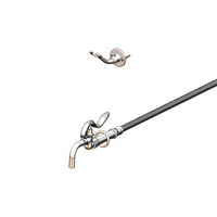 Pot & Glass Filler with Curved Plain-End Nozzle, 68-Inch Flexible Stainless Steel Hose, and Wall Hook
